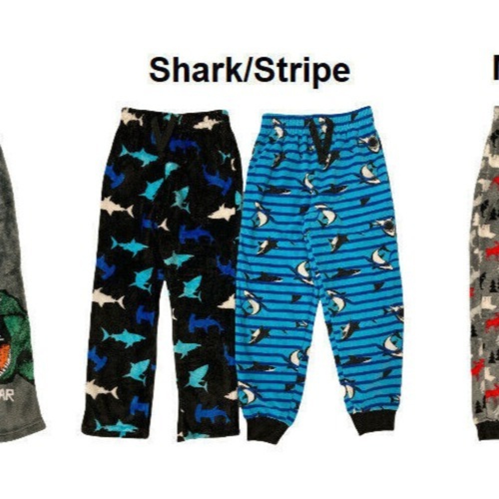 NEW Boys MEMBERS MARK 2-Pack Favorite Plush Sleep Lounge Pants‎ Shark Stripe 6-7